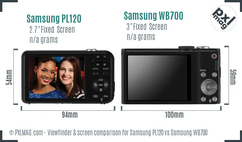 Samsung PL120 vs Samsung WB700 Screen and Viewfinder comparison