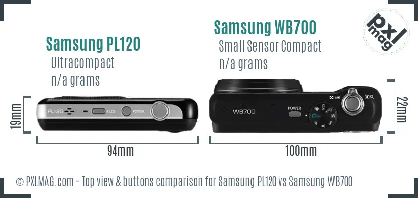 Samsung PL120 vs Samsung WB700 top view buttons comparison