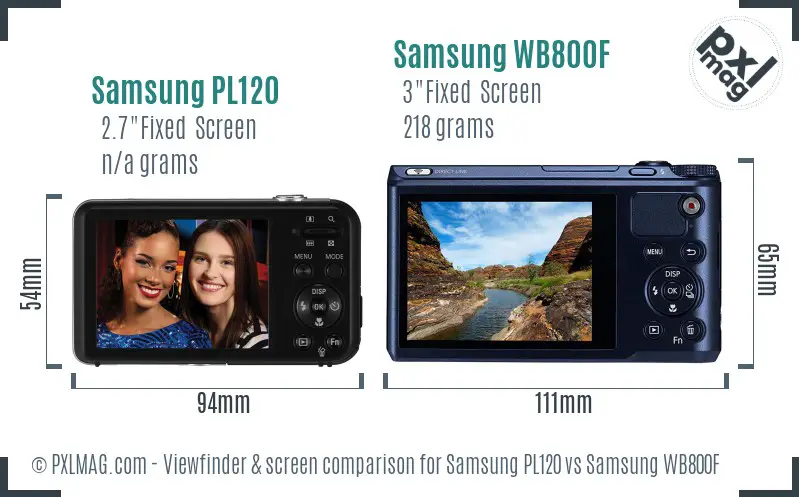 Samsung PL120 vs Samsung WB800F Screen and Viewfinder comparison
