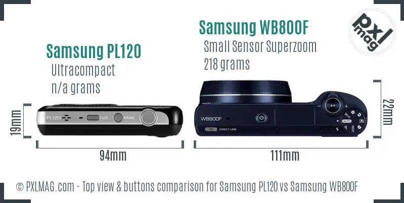 Samsung PL120 vs Samsung WB800F top view buttons comparison