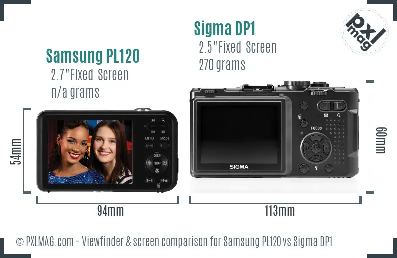Samsung PL120 vs Sigma DP1 Screen and Viewfinder comparison