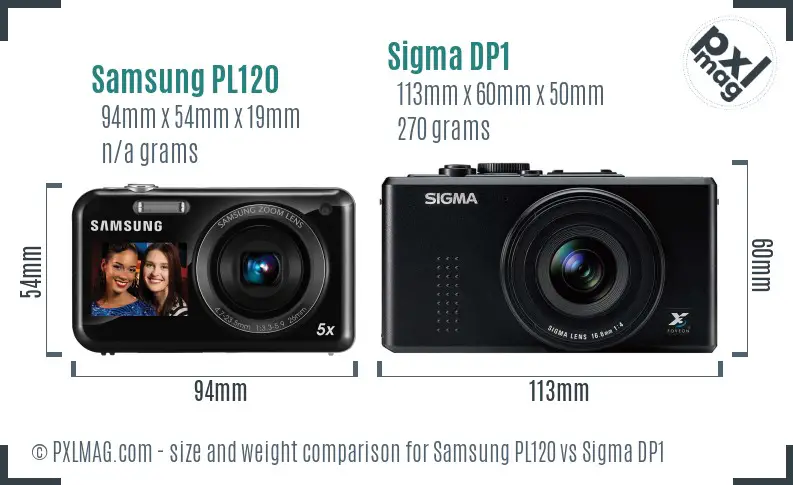 Samsung PL120 vs Sigma DP1 size comparison