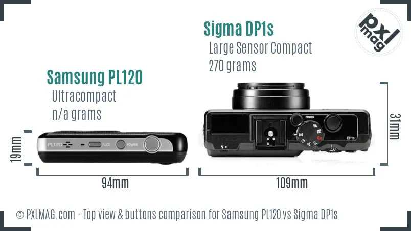 Samsung PL120 vs Sigma DP1s top view buttons comparison