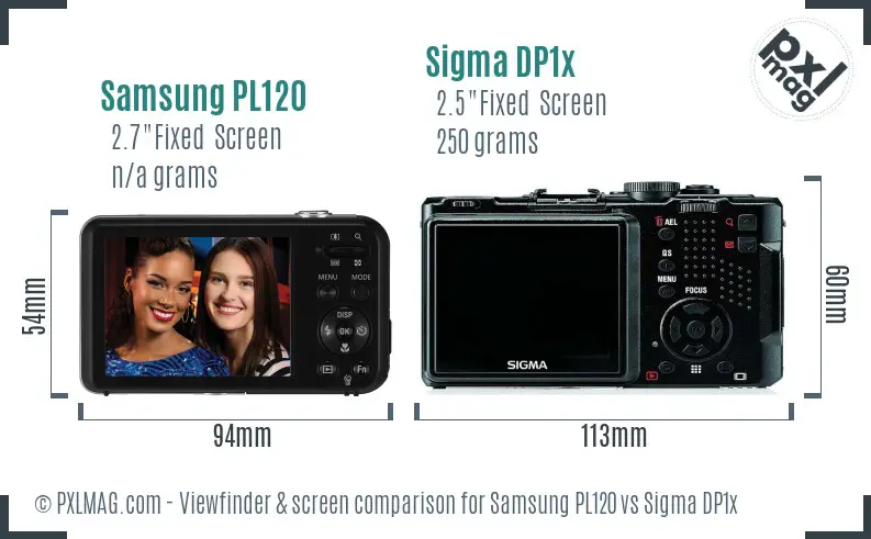 Samsung PL120 vs Sigma DP1x Screen and Viewfinder comparison
