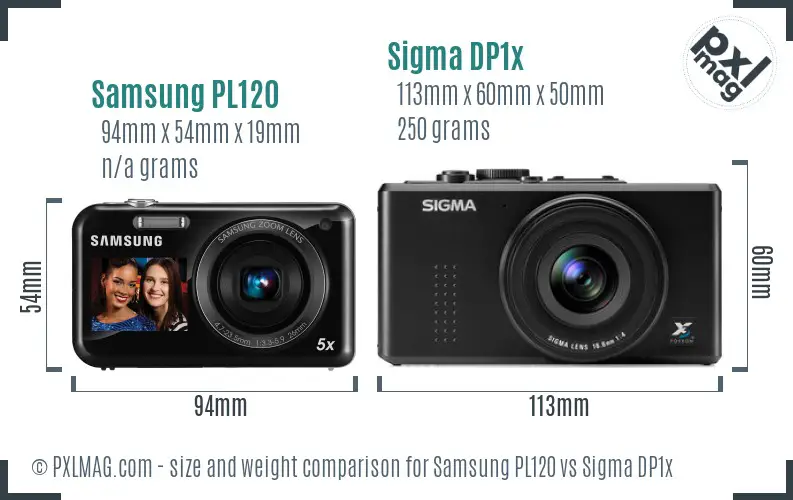 Samsung PL120 vs Sigma DP1x size comparison