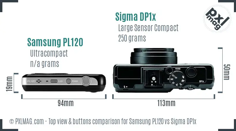 Samsung PL120 vs Sigma DP1x top view buttons comparison