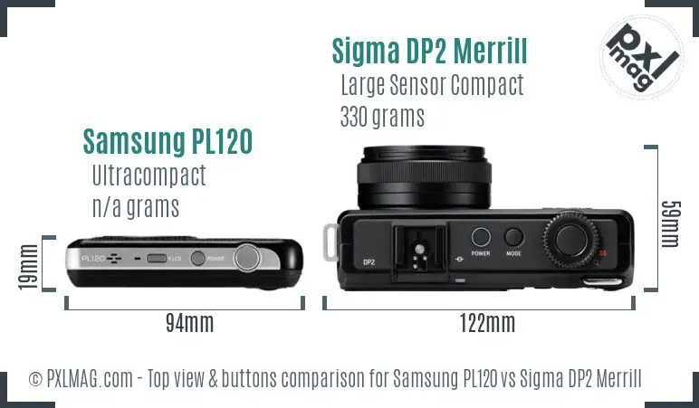 Samsung PL120 vs Sigma DP2 Merrill top view buttons comparison