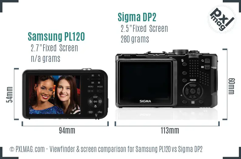 Samsung PL120 vs Sigma DP2 Screen and Viewfinder comparison