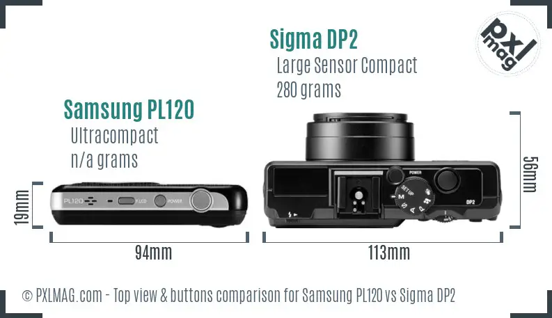 Samsung PL120 vs Sigma DP2 top view buttons comparison