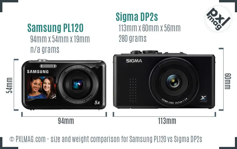 Samsung PL120 vs Sigma DP2s size comparison