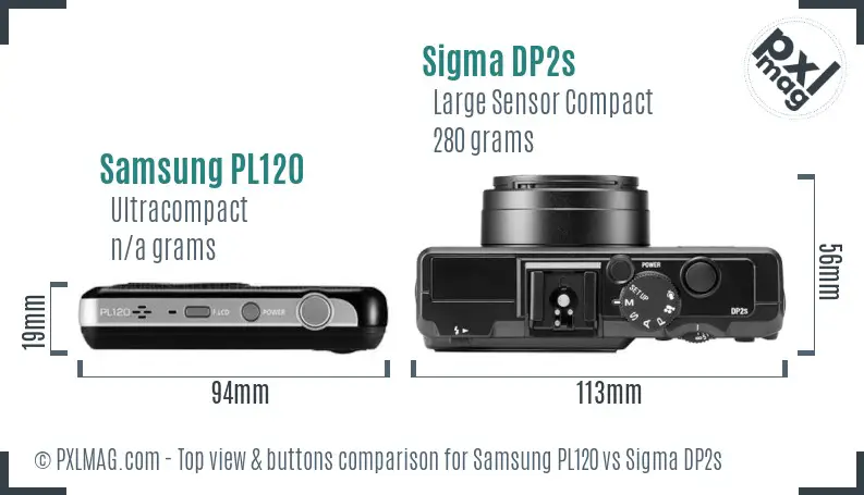 Samsung PL120 vs Sigma DP2s top view buttons comparison