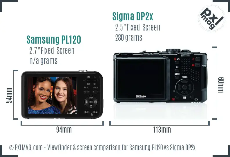 Samsung PL120 vs Sigma DP2x Screen and Viewfinder comparison