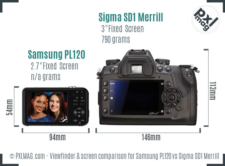 Samsung PL120 vs Sigma SD1 Merrill Screen and Viewfinder comparison