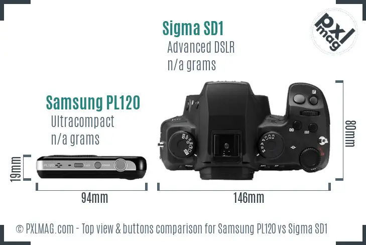 Samsung PL120 vs Sigma SD1 top view buttons comparison