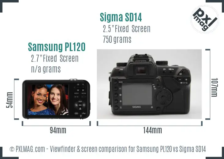 Samsung PL120 vs Sigma SD14 Screen and Viewfinder comparison