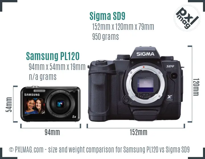 Samsung PL120 vs Sigma SD9 size comparison