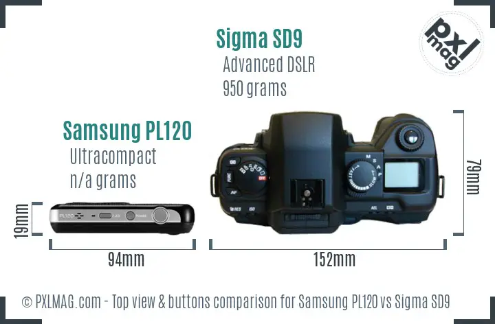 Samsung PL120 vs Sigma SD9 top view buttons comparison
