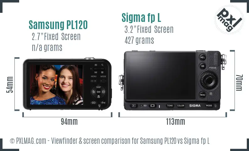 Samsung PL120 vs Sigma fp L Screen and Viewfinder comparison