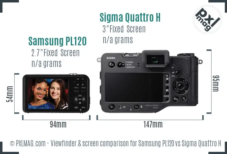 Samsung PL120 vs Sigma Quattro H Screen and Viewfinder comparison