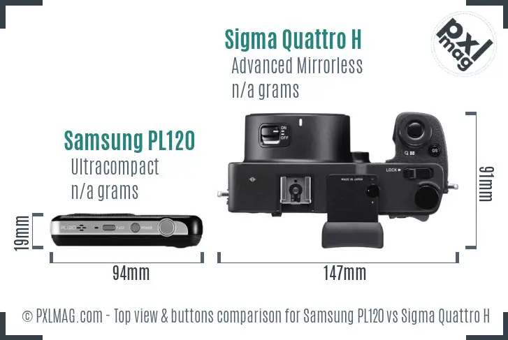 Samsung PL120 vs Sigma Quattro H top view buttons comparison