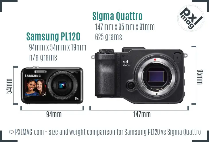 Samsung PL120 vs Sigma Quattro size comparison