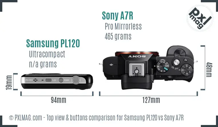 Samsung PL120 vs Sony A7R top view buttons comparison