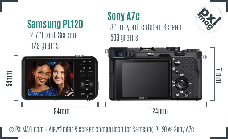 Samsung PL120 vs Sony A7c Screen and Viewfinder comparison Samsung PL120 vs Sony A7c Screen and Viewfinder comparison