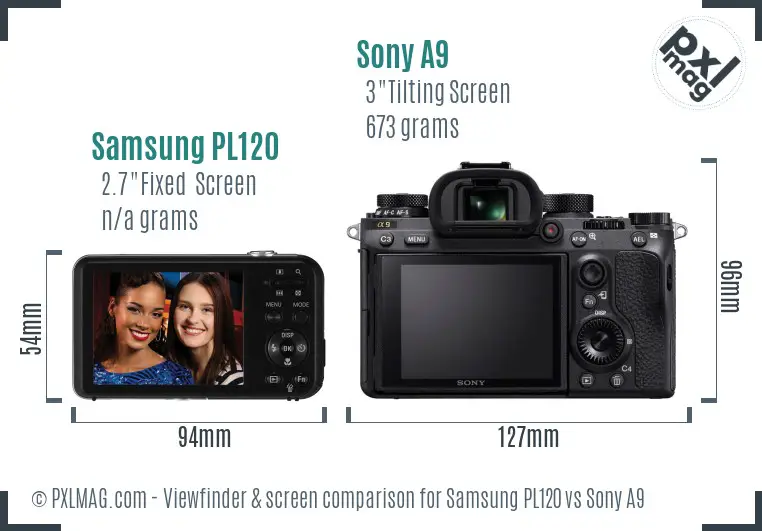 Samsung PL120 vs Sony A9 Screen and Viewfinder comparison