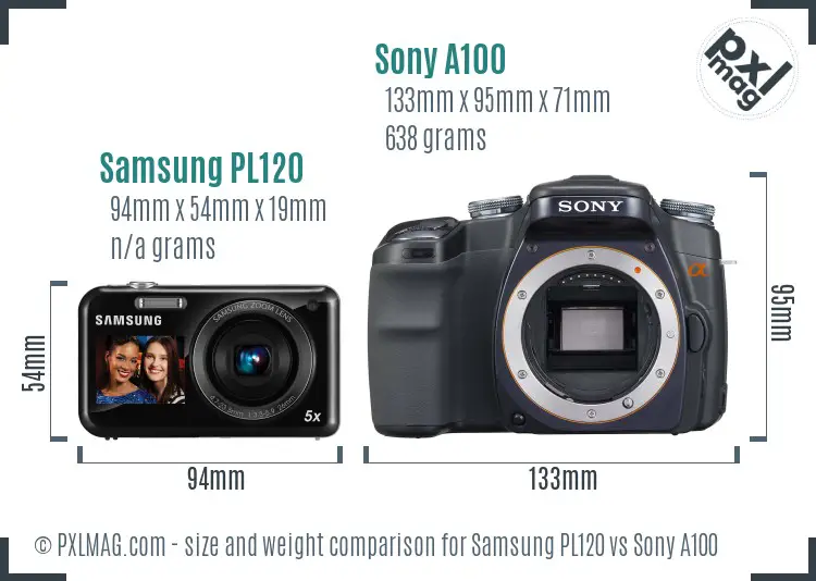 Samsung PL120 vs Sony A100 size comparison Samsung PL120 vs Sony A100 size comparison