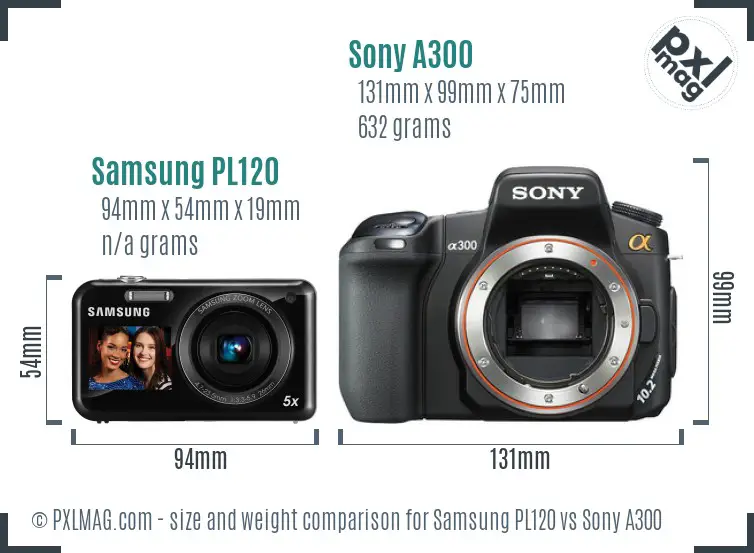 Samsung PL120 vs Sony A300 size comparison
