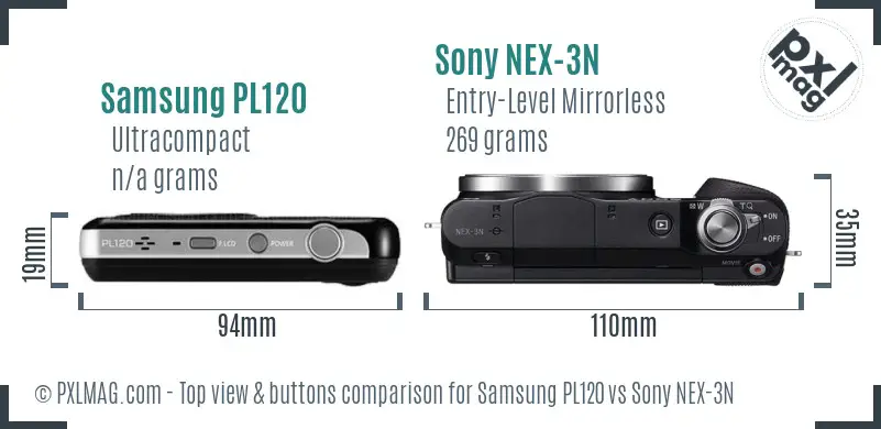 Samsung PL120 vs Sony NEX-3N top view buttons comparison