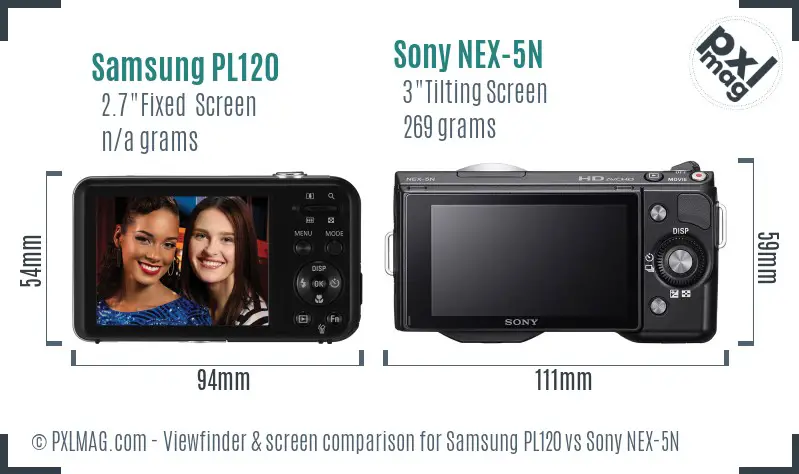 Samsung PL120 vs Sony NEX-5N Screen and Viewfinder comparison