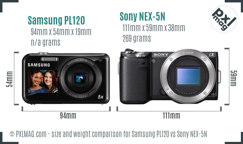 Samsung PL120 vs Sony NEX-5N size comparison