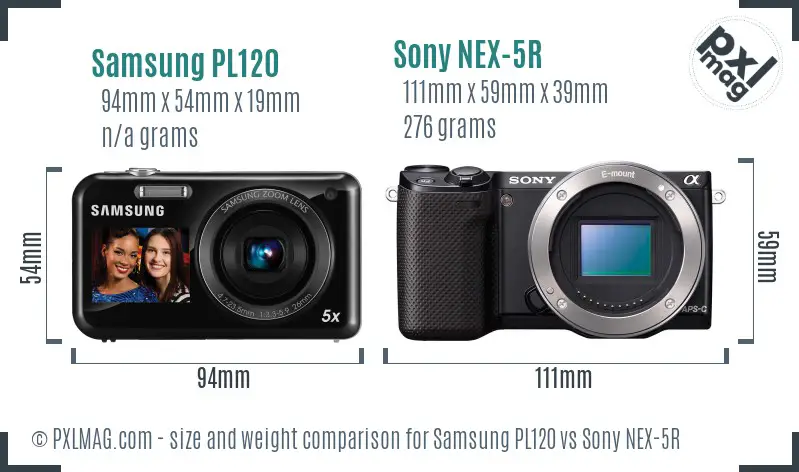 Samsung PL120 vs Sony NEX-5R size comparison Samsung PL120 vs Sony NEX-5R size comparison