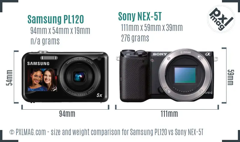 Samsung PL120 vs Sony NEX-5T size comparison