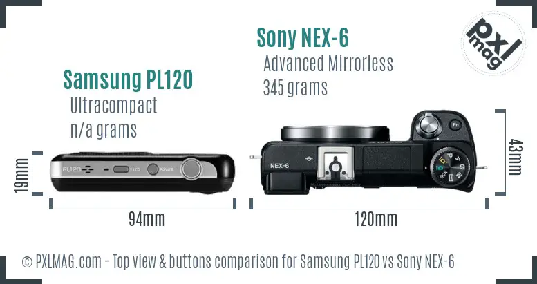 Samsung PL120 vs Sony NEX-6 top view buttons comparison