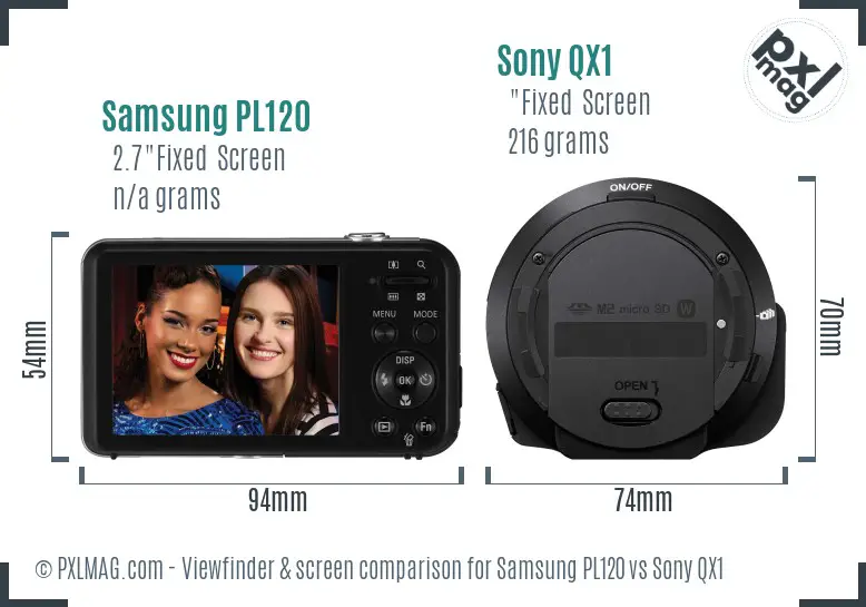 Samsung PL120 vs Sony QX1 Screen and Viewfinder comparison