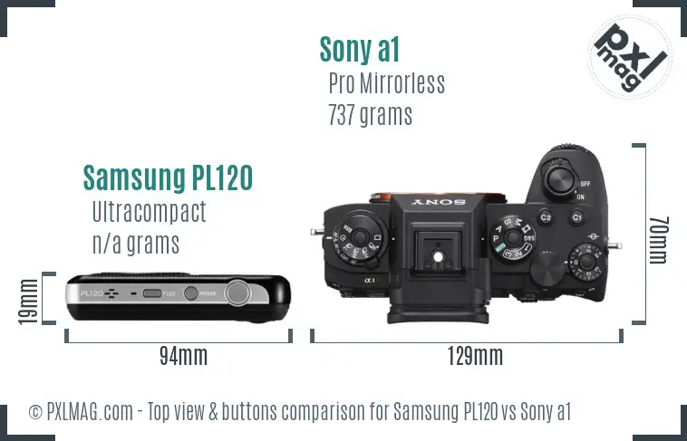 Samsung PL120 vs Sony a1 top view buttons comparison