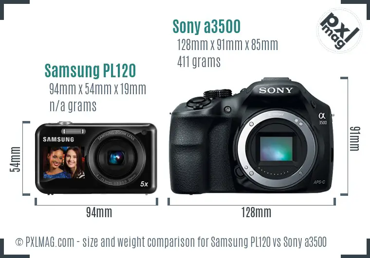 Samsung PL120 vs Sony a3500 size comparison