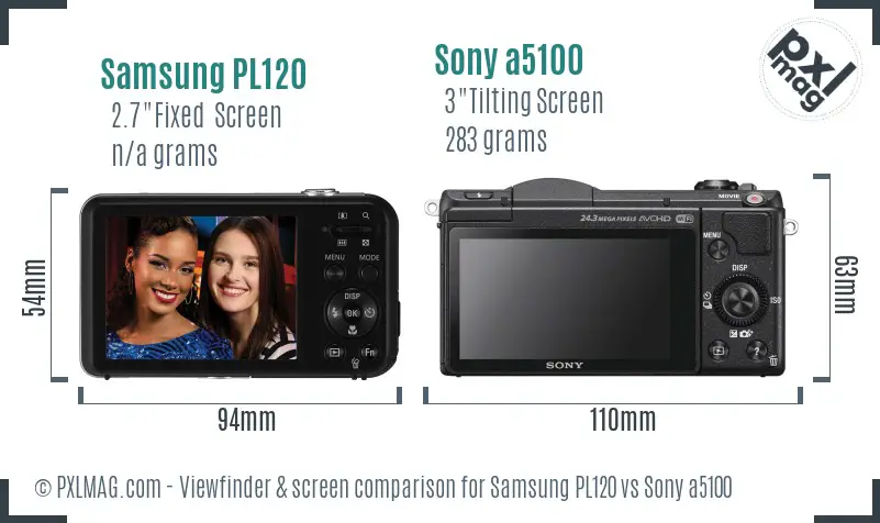 Samsung PL120 vs Sony a5100 Screen and Viewfinder comparison