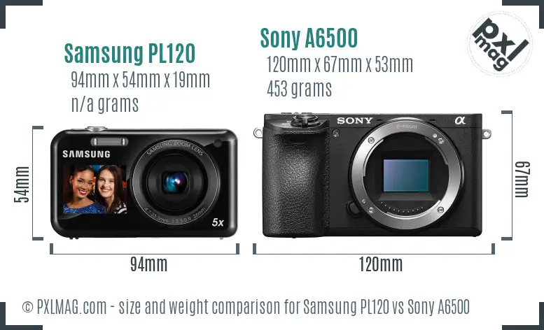 Samsung PL120 vs Sony A6500 size comparison
