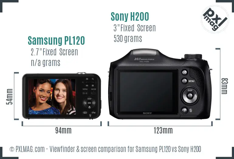 Samsung PL120 vs Sony H200 Screen and Viewfinder comparison Samsung PL120 vs Sony H200 Screen and Viewfinder comparison
