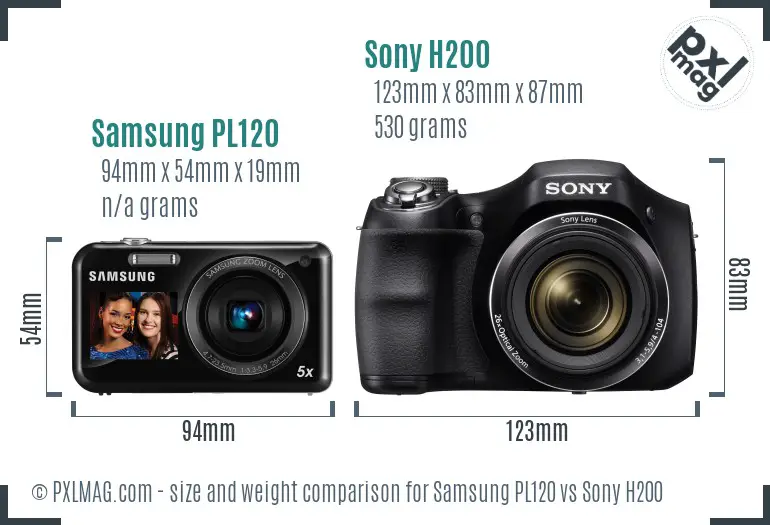 Samsung PL120 vs Sony H200 size comparison Samsung PL120 vs Sony H200 size comparison