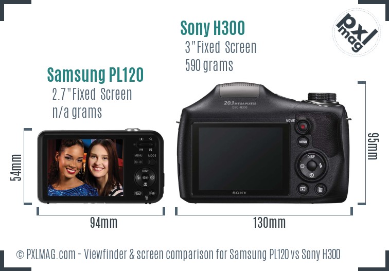 Samsung PL120 vs Sony H300 Screen and Viewfinder comparison