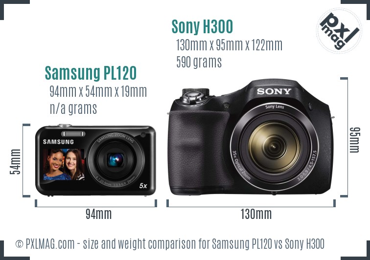 Samsung PL120 vs Sony H300 size comparison