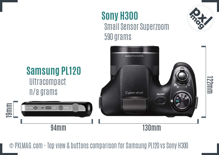 Samsung PL120 vs Sony H300 top view buttons comparison