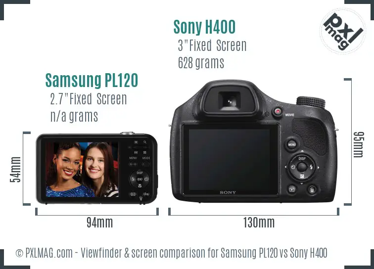 Samsung PL120 vs Sony H400 Screen and Viewfinder comparison