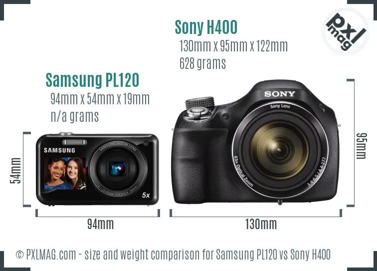 Samsung PL120 vs Sony H400 size comparison