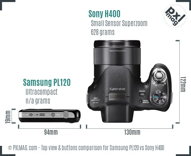 Samsung PL120 vs Sony H400 top view buttons comparison