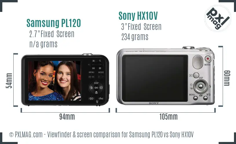 Samsung PL120 vs Sony HX10V Screen and Viewfinder comparison Samsung PL120 vs Sony HX10V Screen and Viewfinder comparison